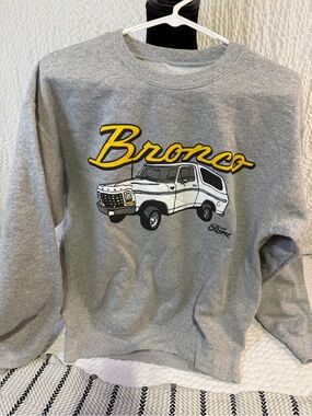 Ford Gray Bronco Graphic Crewneck Sweatshirt
